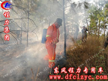 林业站张副站长正在灭火